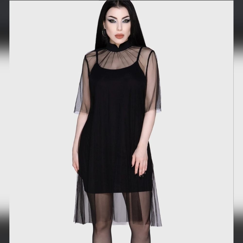 Killstar Black Sheer Overlay Mini Dress